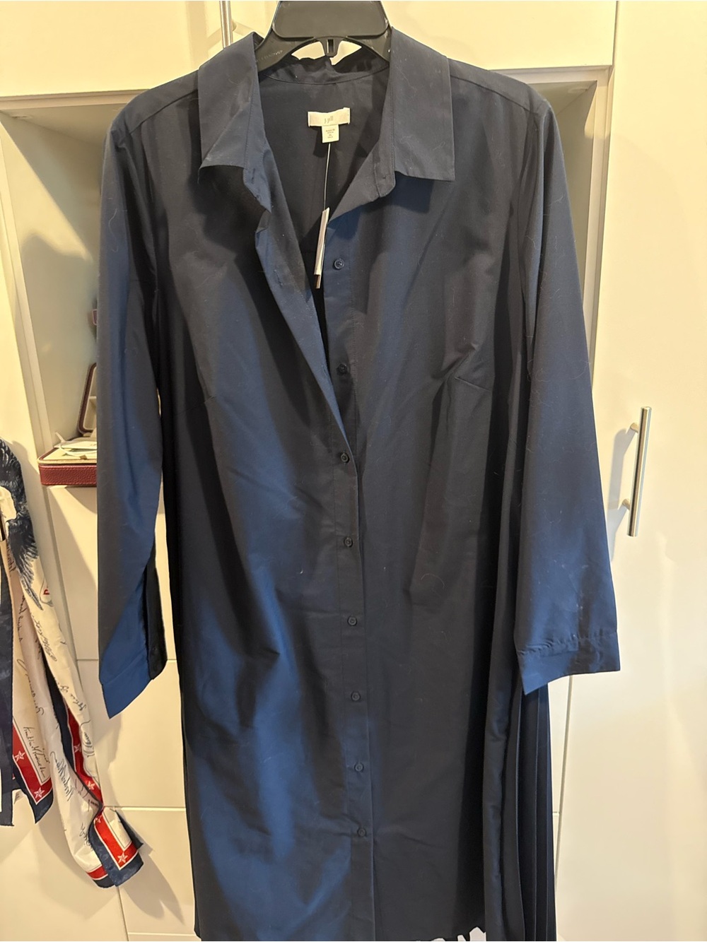 J. Jill Navy Button-Front Trench Shirt Coat